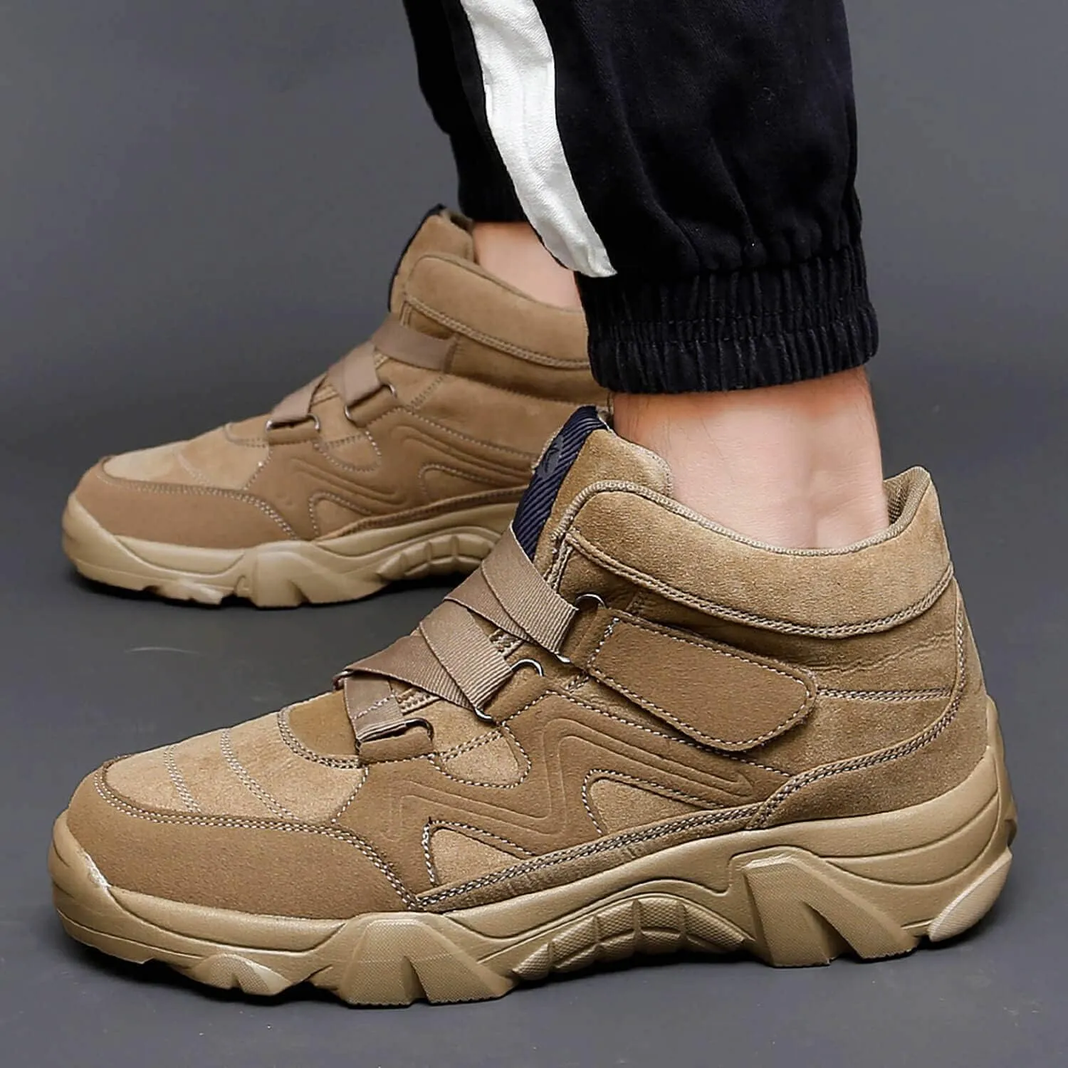 Men's Slip On Walking Sneakers Comfortable Hiking Fashion high top Boots