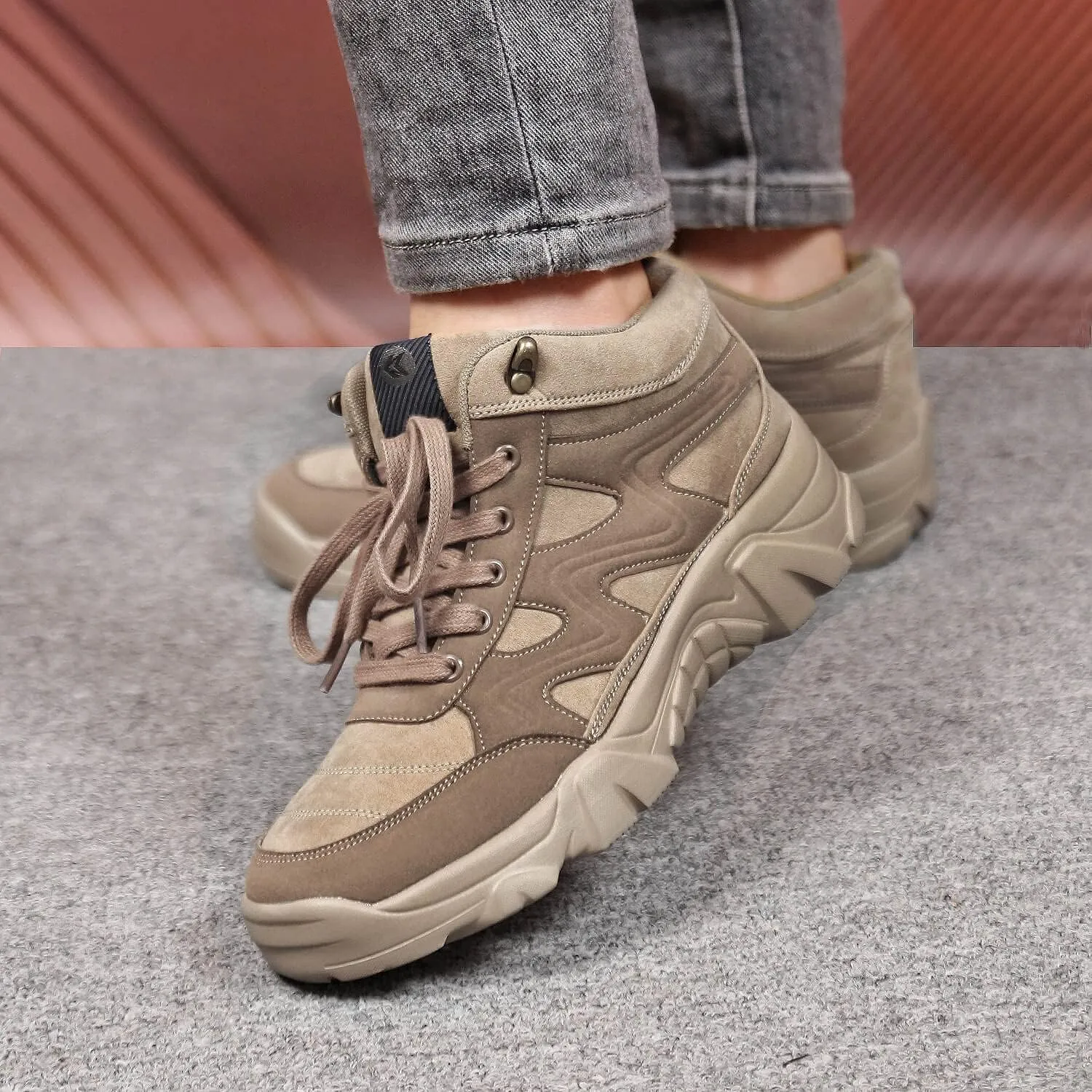 Men's Slip On Walking Sneakers Comfortable Hiking Fashion high top Boots