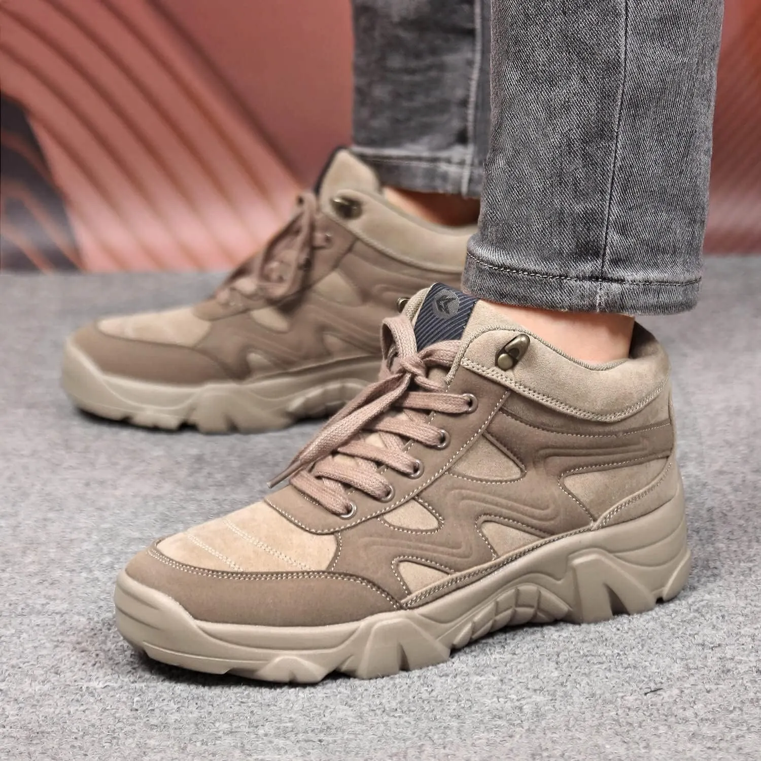 Men's Slip On Walking Sneakers Comfortable Hiking Fashion high top Boots
