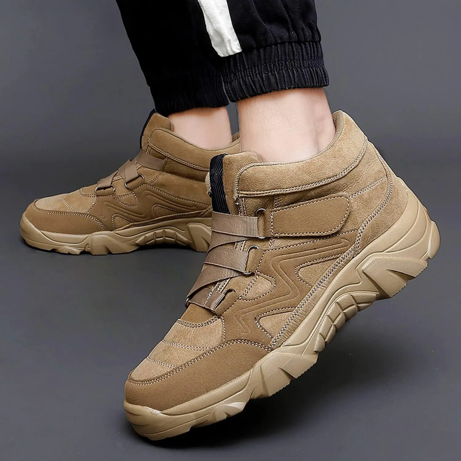Men's Slip On Walking Sneakers Comfortable Hiking Fashion high top Boots