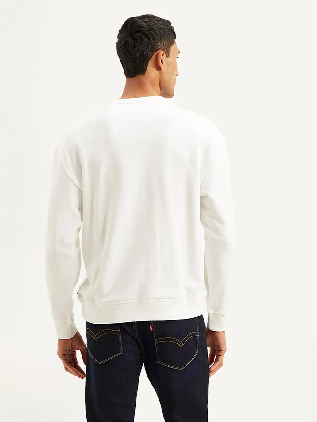 Men's Typography White Crew Neck Sweatshirt