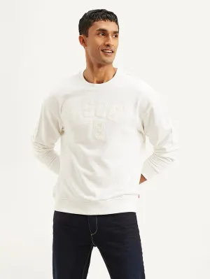 Men's Typography White Crew Neck Sweatshirt