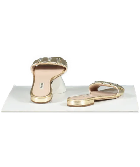 Miu Miu Metallic Gold Oversize Crystal Mordor Mules UK 4.5 EU 37.5 