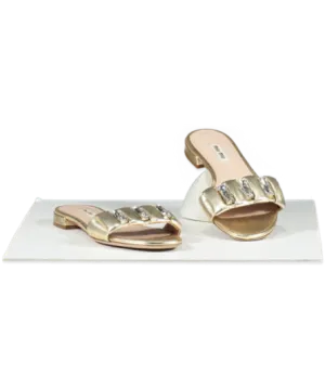 Miu Miu Metallic Gold Oversize Crystal Mordor Mules UK 4.5 EU 37.5 
