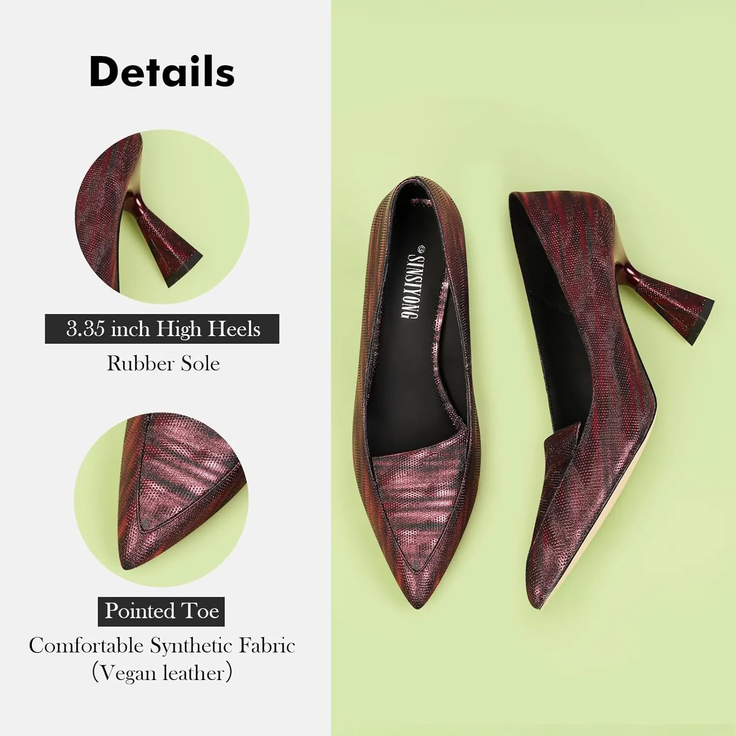 Multicolor High Heels for Women Pointed Toe Stiletto Heel Pumps Comfortable Dress Shoes