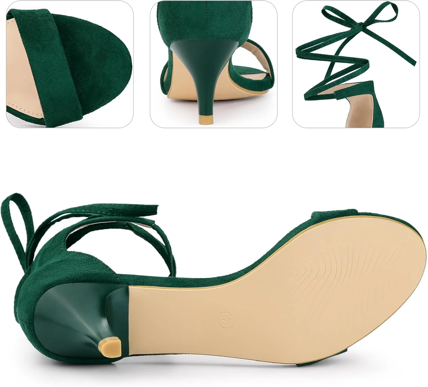 Perphy Lace Up Comfortable Kitten Heels Sandals for Women