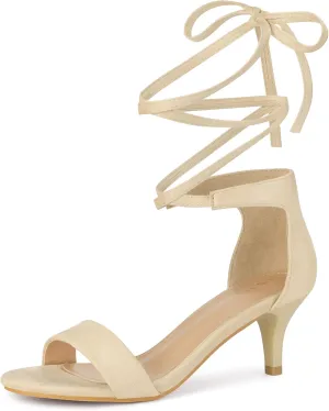 Perphy Lace Up Comfortable Kitten Heels Sandals for Women