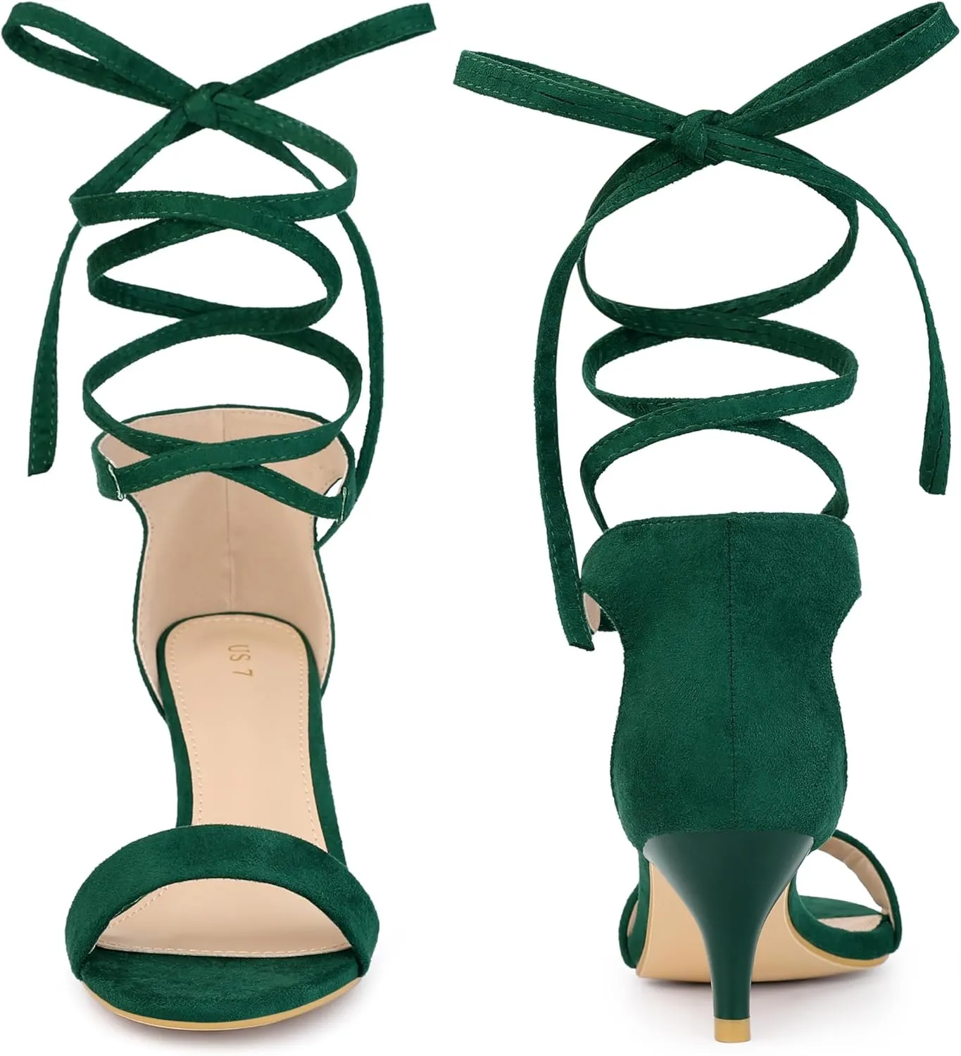 Perphy Lace Up Comfortable Kitten Heels Sandals for Women