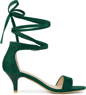 Perphy Lace Up Comfortable Kitten Heels Sandals for Women