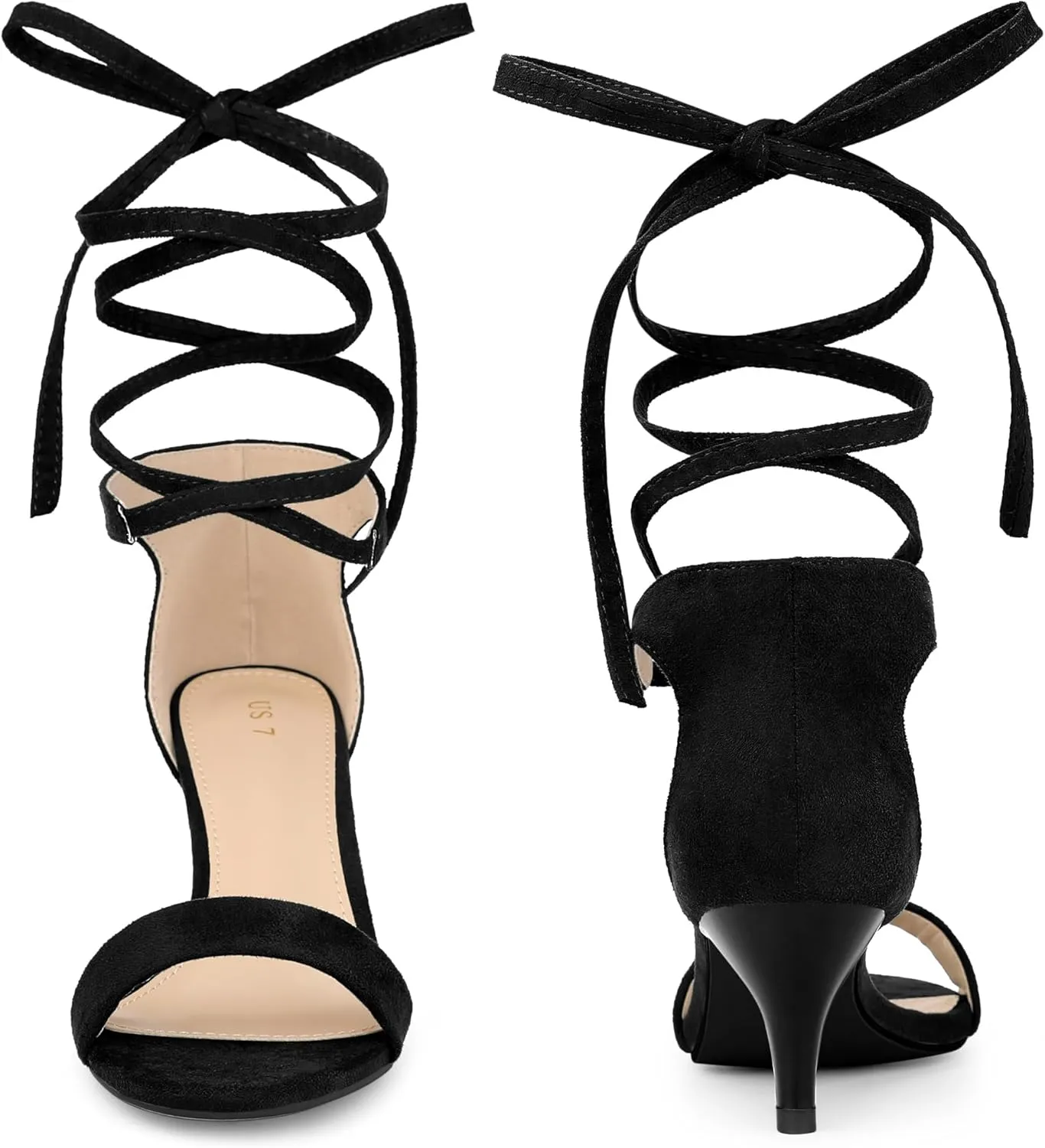 Perphy Lace Up Comfortable Kitten Heels Sandals for Women