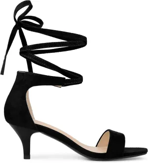 Perphy Lace Up Comfortable Kitten Heels Sandals for Women
