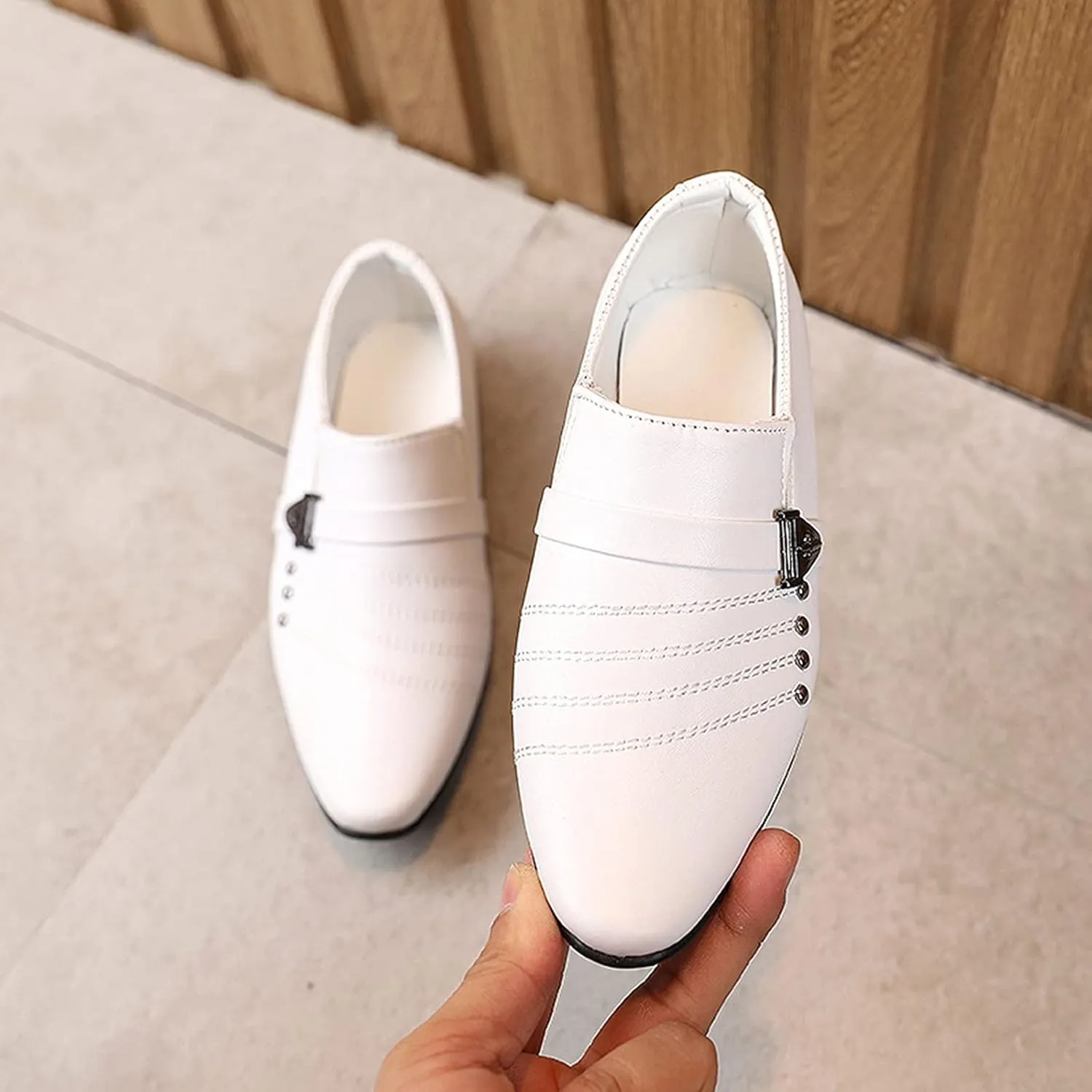 Pointed Toe Ankle Leather Sandals for Kids Baby Boys Girls Flat Non Slip Formal Shoes Fancy Comfy Loafers Sandals