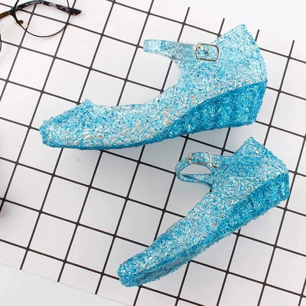 Princess Jelly Sandals for Girls Toddler Dress Up Shoes Cosplay Sandals Summer Cute Glitter Black School Shoes for Boys
