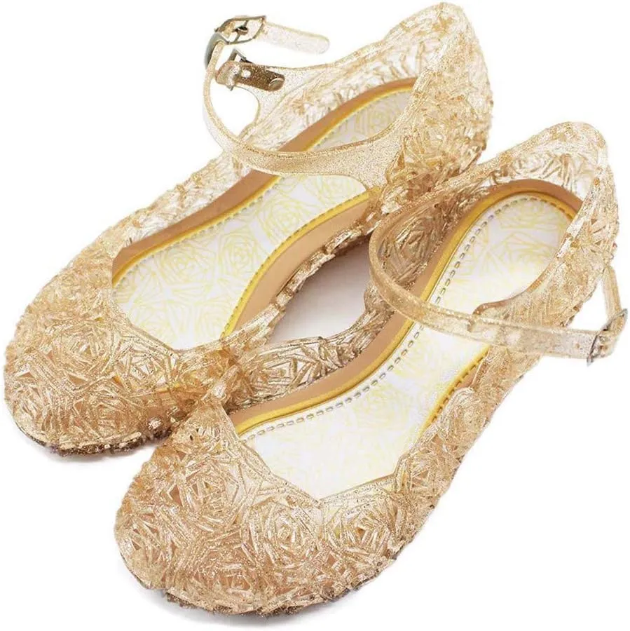 Princess Jelly Sandals for Girls Toddler Dress Up Shoes Cosplay Sandals Summer Cute Glitter Black School Shoes for Boys