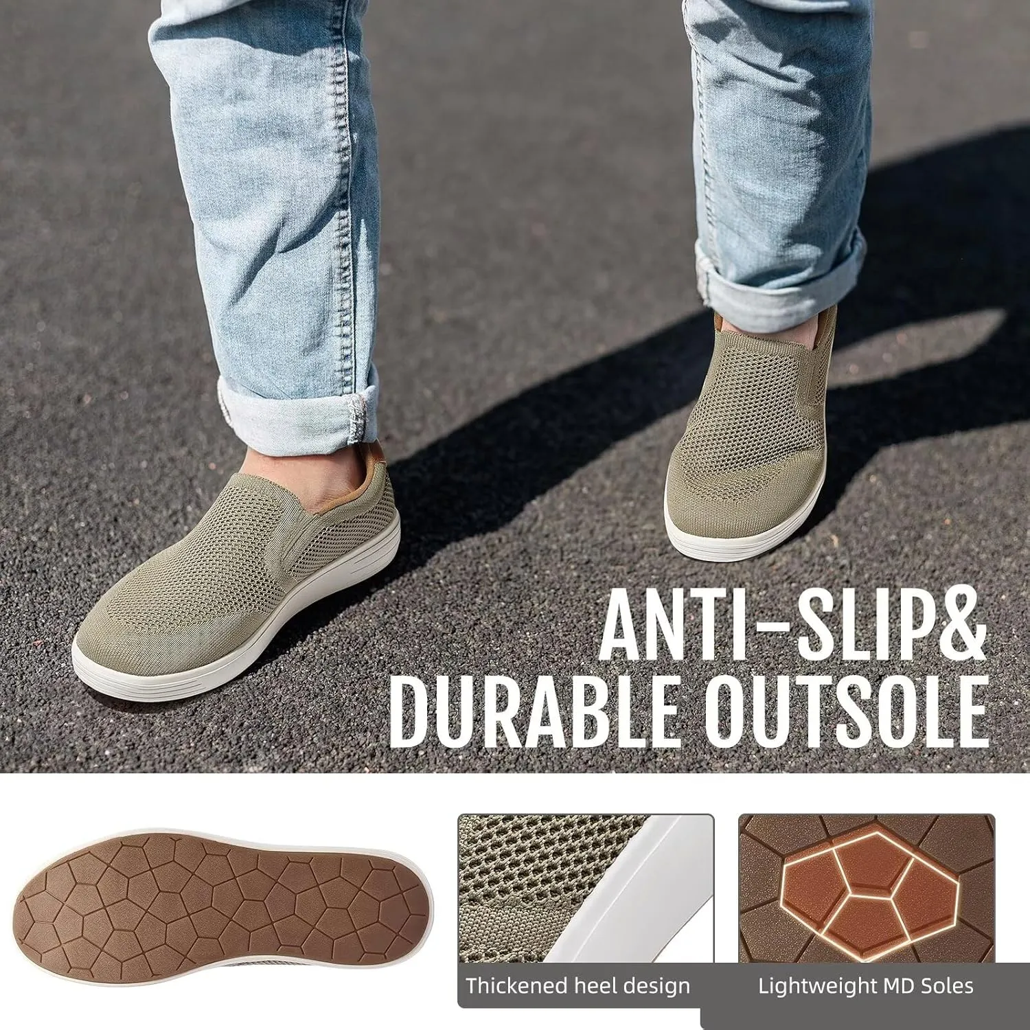 Puxowe Men's Casual Slip On Walking Shoes Mesh Comfortable Loafer
