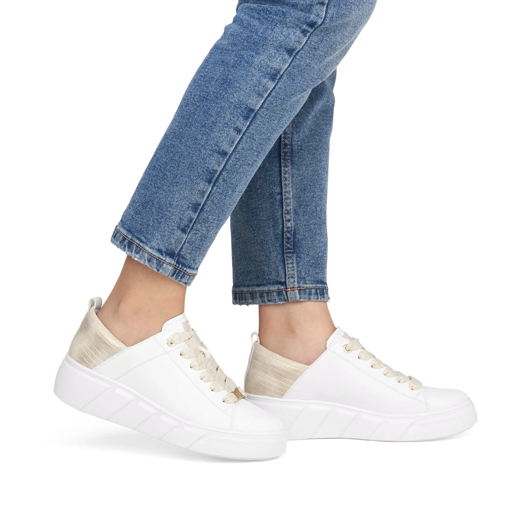Rieker Womens Fashion Leather Trainers - White