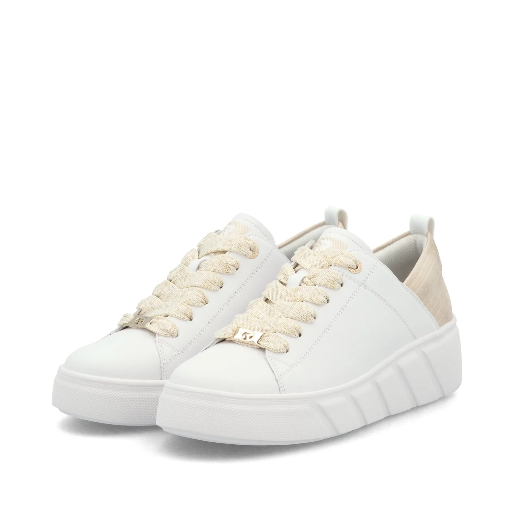 Rieker Womens Fashion Leather Trainers - White