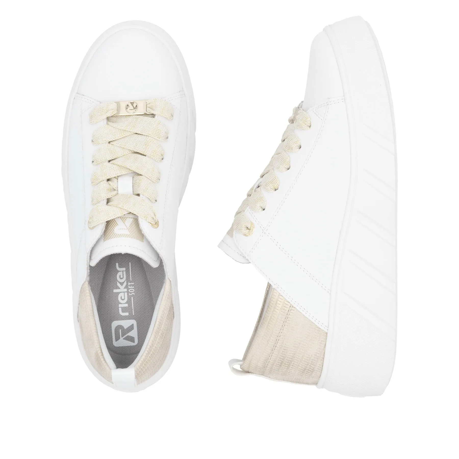 Rieker Womens Fashion Leather Trainers - White