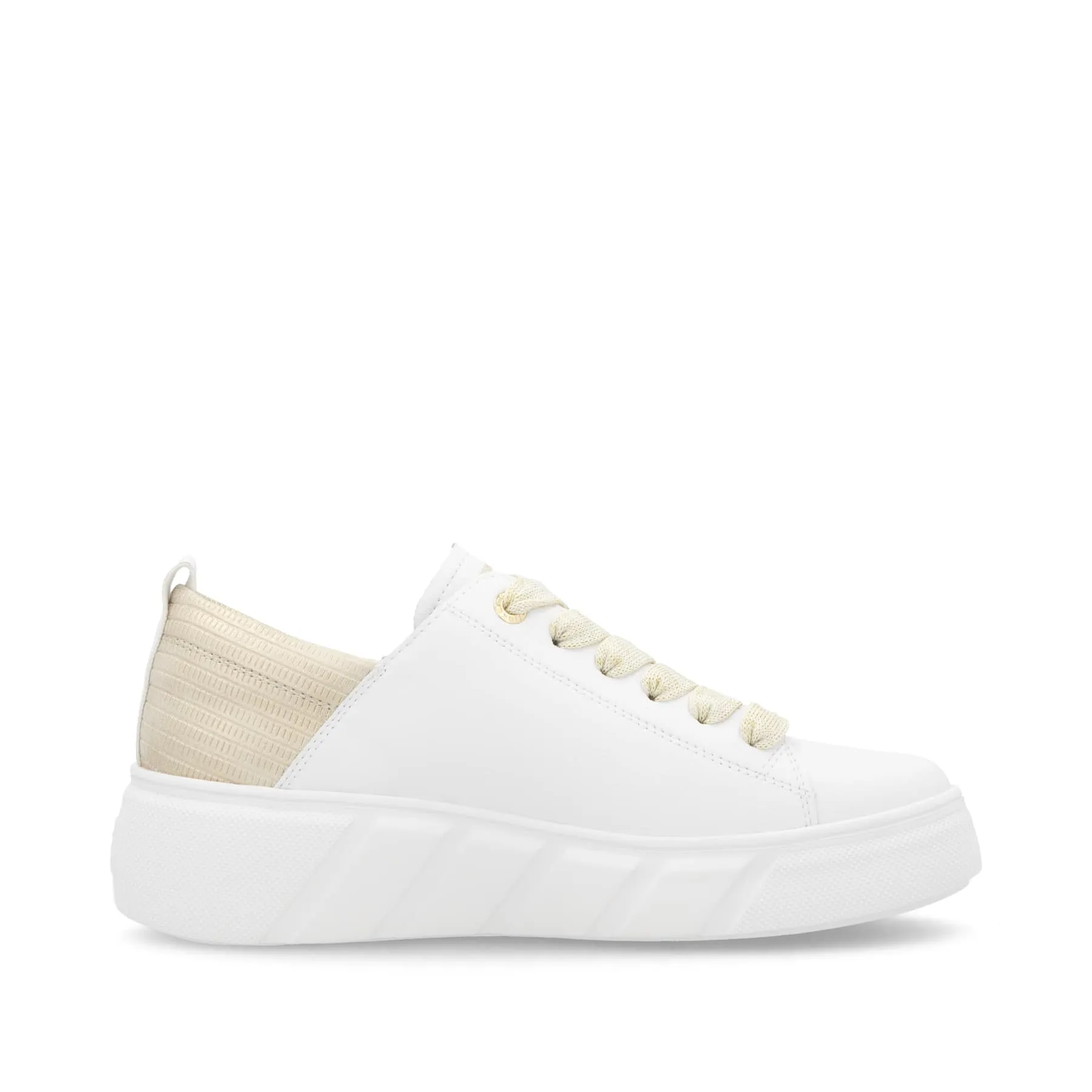 Rieker Womens Fashion Leather Trainers - White