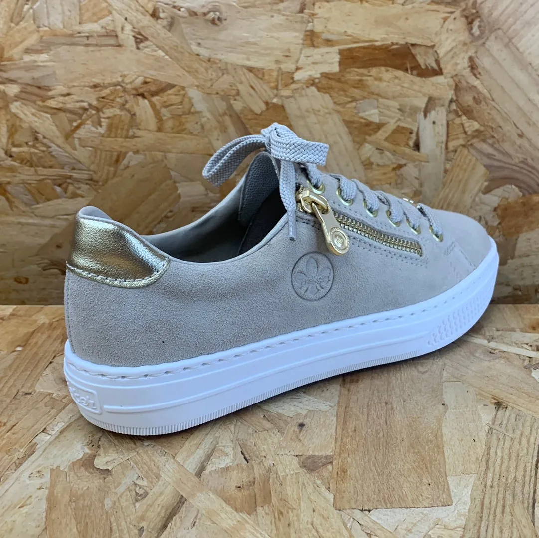 Rieker Womens Leather Fashion Trainers - Beige