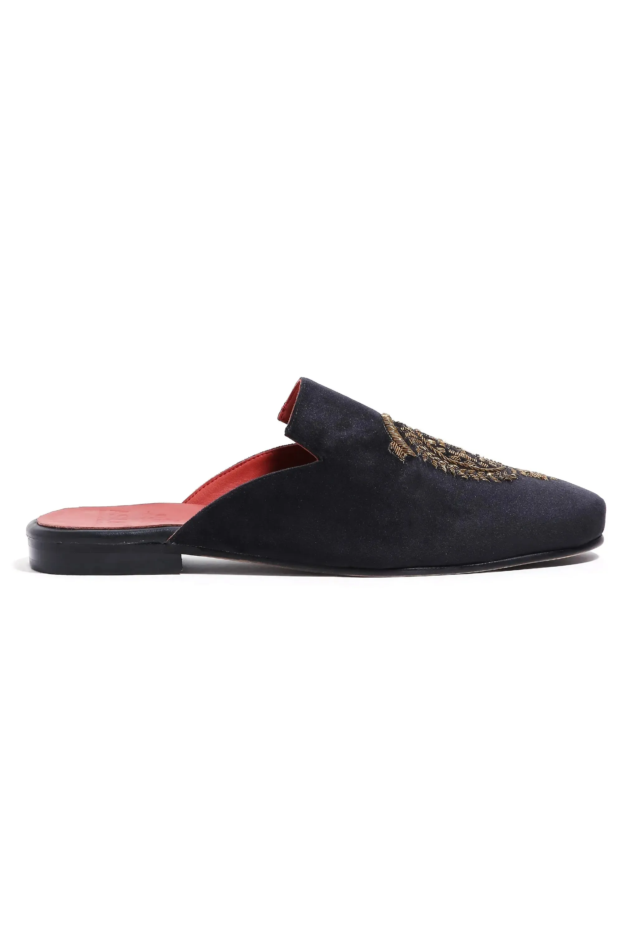 Royal Crest Noir Velvet Mules