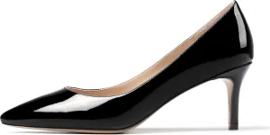 SAMMITOP Women's Pointed Toe Mid Heel Classic Pumps Slip On Elegant Formal Party Dress Shoes