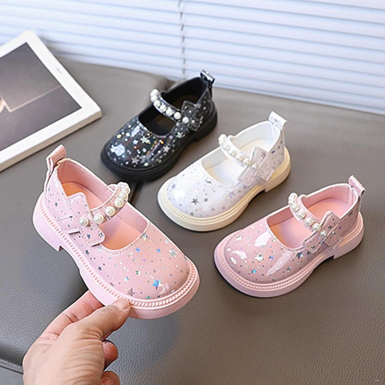 Sequins Rubber Sole Sandals For Girls Kids ow Heel Bow Crb Dress Shoes Toddler Summer Casual Glitter Trendy Shoes