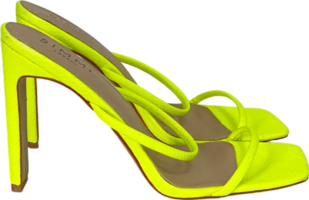 Simmi London Nabila Neon Yellow Two Part Strap Mules UK 7 EU 40 