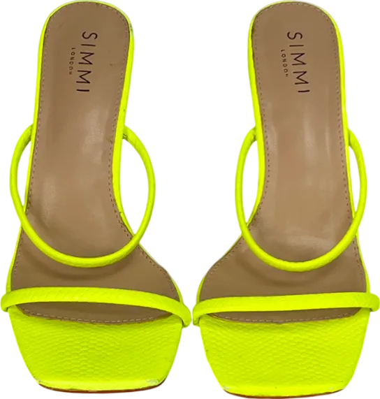 Simmi London Nabila Neon Yellow Two Part Strap Mules UK 7 EU 40 