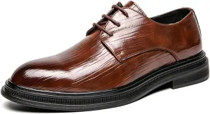 Single Season Men's Oxford Shoes Lace-Up Round Toe Vegan Leather Rubber Sole Low Heel Non-Slip Very Popular Among Young People (Color : Brown, Size : 8.5)