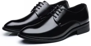Single Season Oxford Shoes for Men Lace Up Round Toe Derby Shoes Vegan Leather Block Heel Non Slip Resistant Anti-Slip Rubber Sole Wedding Very Popular Among Young People