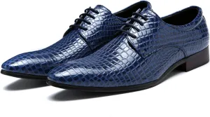Single Season Oxford Shoes for Men Lace Up Snake Print Derby Shoes Round Toe Vegan Leather Rubber Sole Non Slip Anti-Slip Prom Very Popular Among Young People