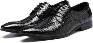 Single Season Oxford Shoes for Men Lace Up Snake Print Derby Shoes Round Toe Vegan Leather Rubber Sole Non Slip Anti-Slip Prom Very Popular Among Young People