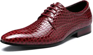 Single Season Oxford Shoes for Men Lace Up Snake Print Derby Shoes Round Toe Vegan Leather Rubber Sole Non Slip Anti-Slip Prom Very Popular Among Young People