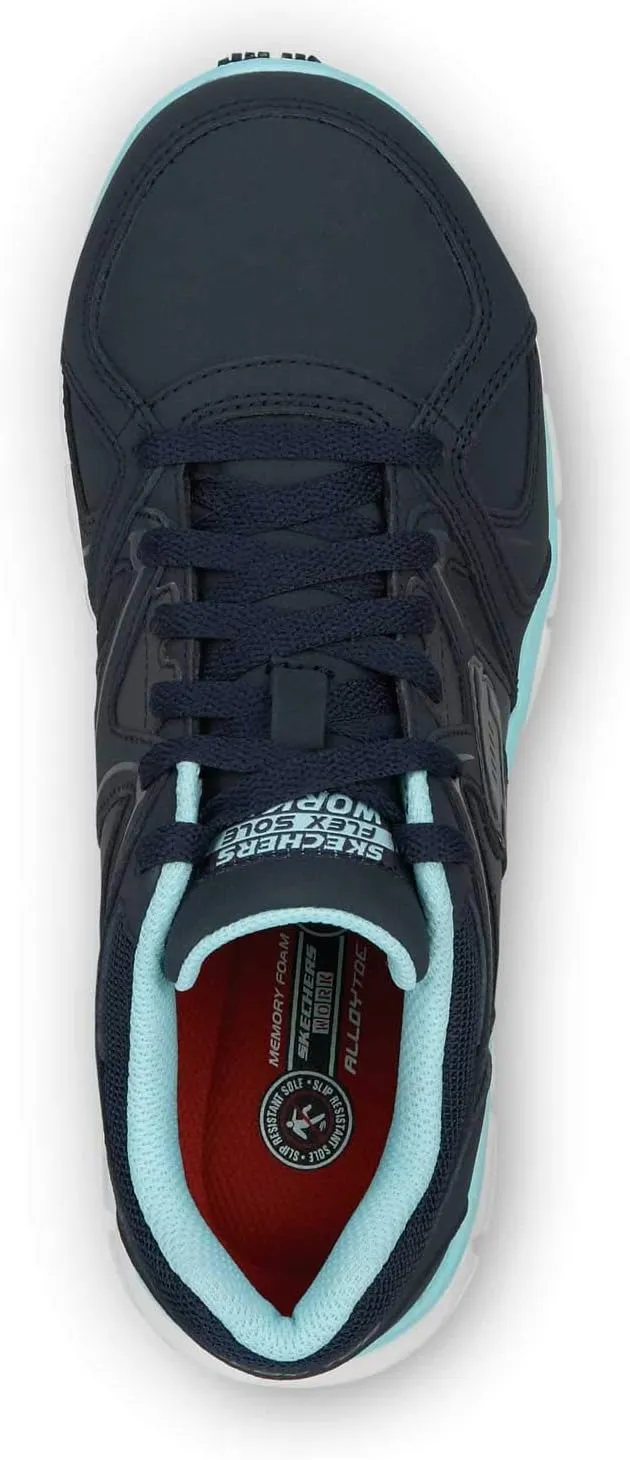 Skechers Work Jackie - Women's, Navy/Aqua, Aluminum Alloy Toe, EH, Athletic