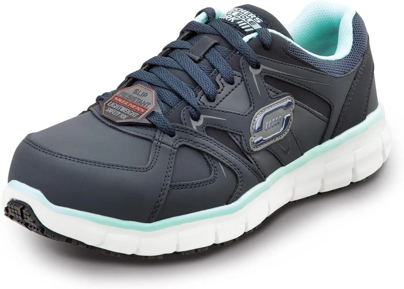 Skechers Work Jackie - Women's, Navy/Aqua, Aluminum Alloy Toe, EH, Athletic
