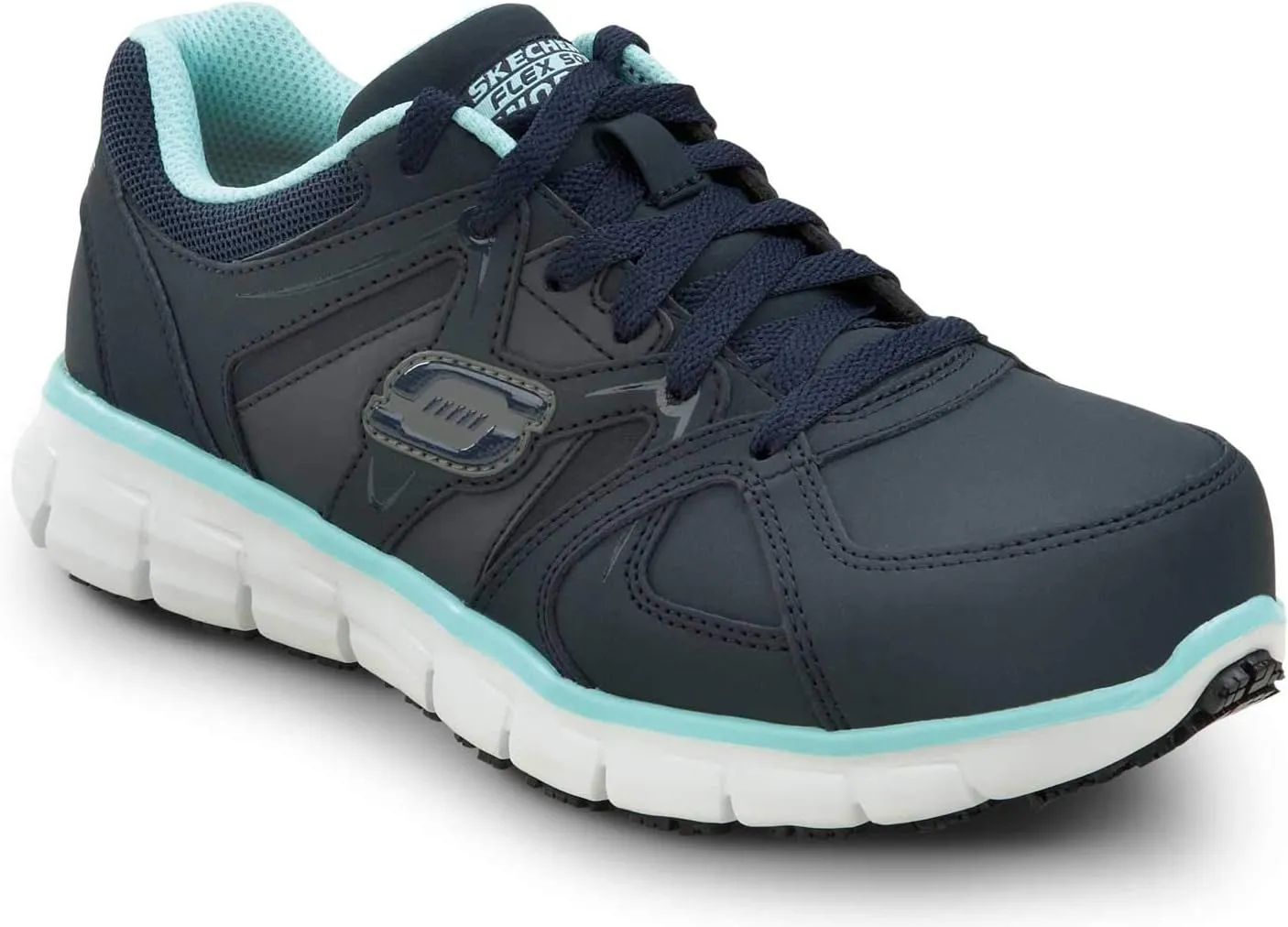 Skechers Work Jackie - Women's, Navy/Aqua, Aluminum Alloy Toe, EH, Athletic