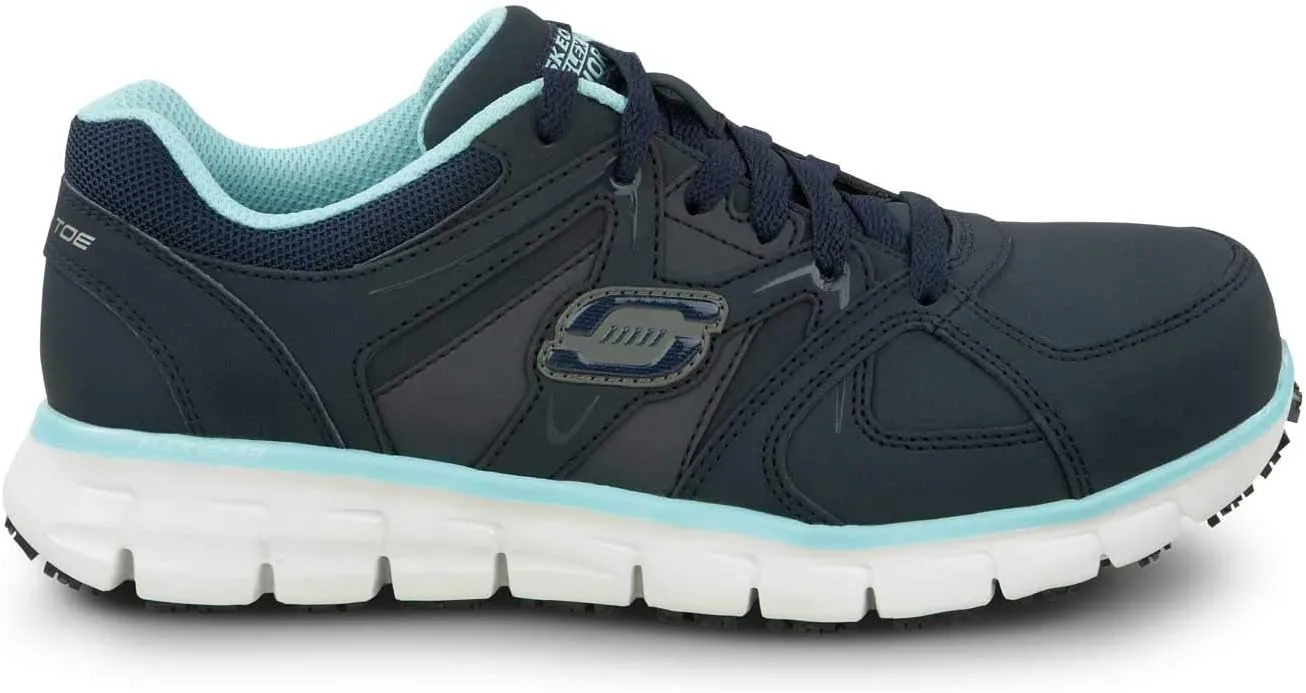 Skechers Work Jackie - Women's, Navy/Aqua, Aluminum Alloy Toe, EH, Athletic