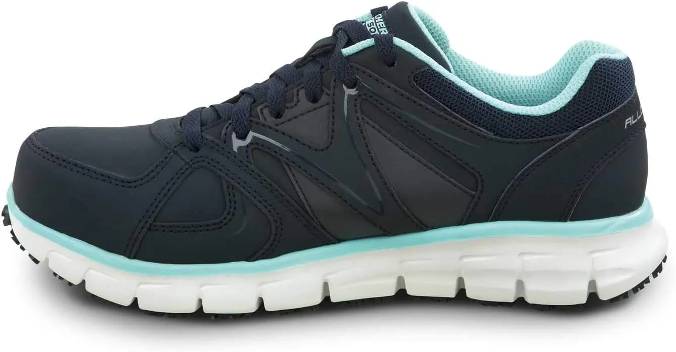 Skechers Work Jackie - Women's, Navy/Aqua, Aluminum Alloy Toe, EH, Athletic