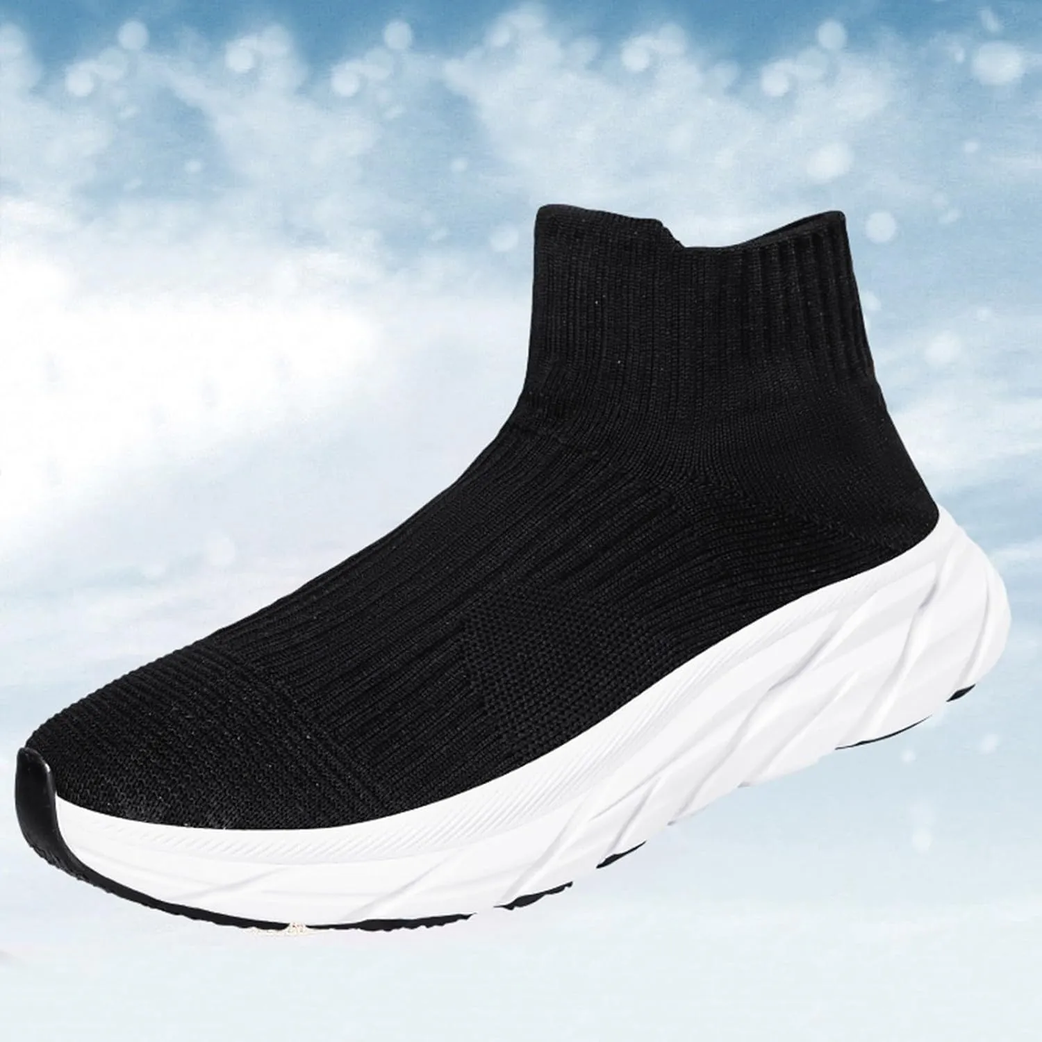 Slip on Walking Shoes Women Comfy Knitted Non Slip Vintage Wide Running Shoes Breathable Gym Workout Shoes Lightweight Fashion Sneakers