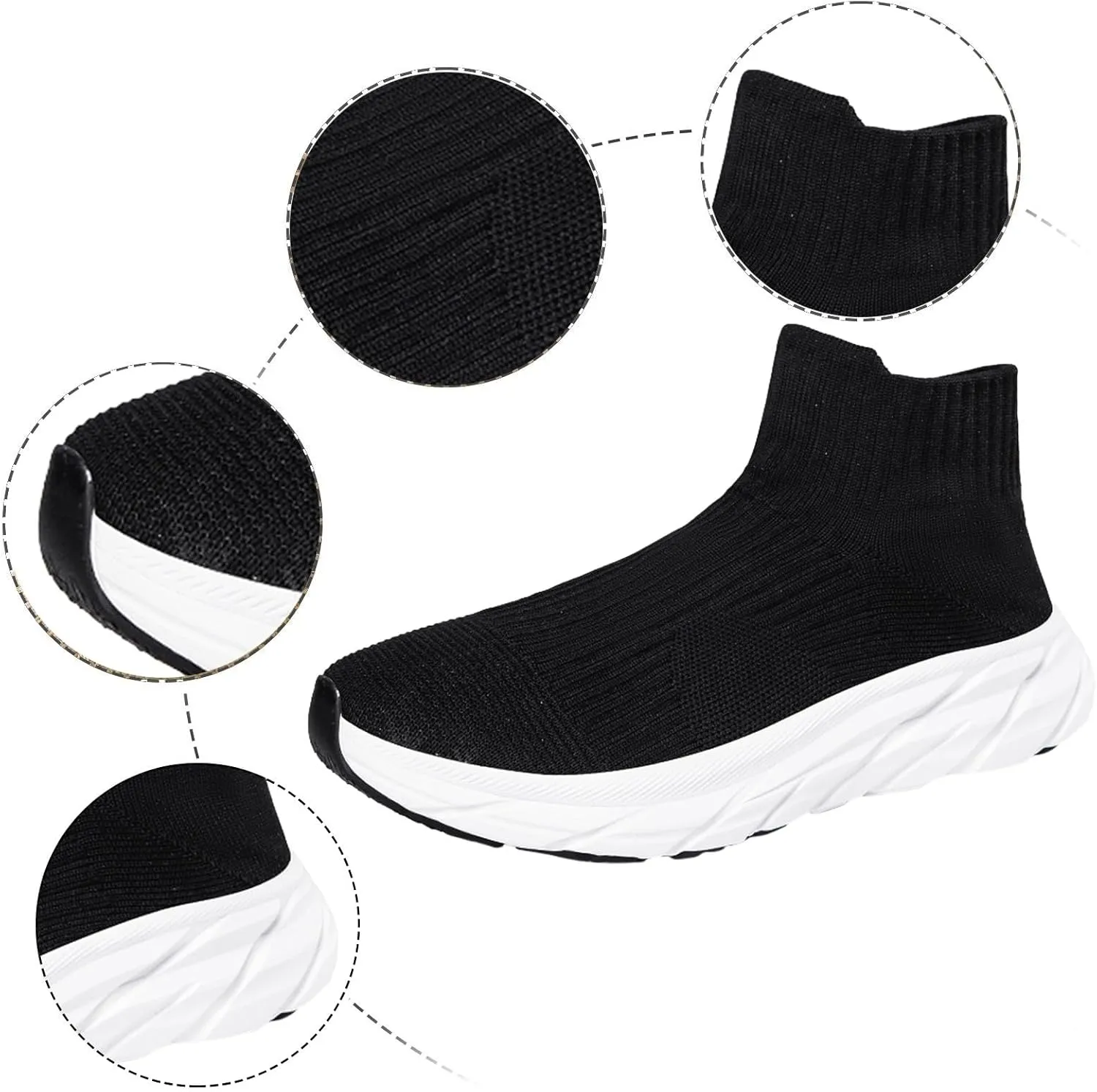 Slip on Walking Shoes Women Comfy Knitted Non Slip Vintage Wide Running Shoes Breathable Gym Workout Shoes Lightweight Fashion Sneakers