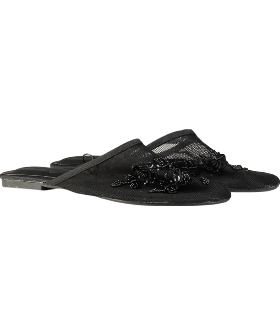 Urban Outfitters Black Embellished Mesh Flat Mules UK 6 EU 39 
