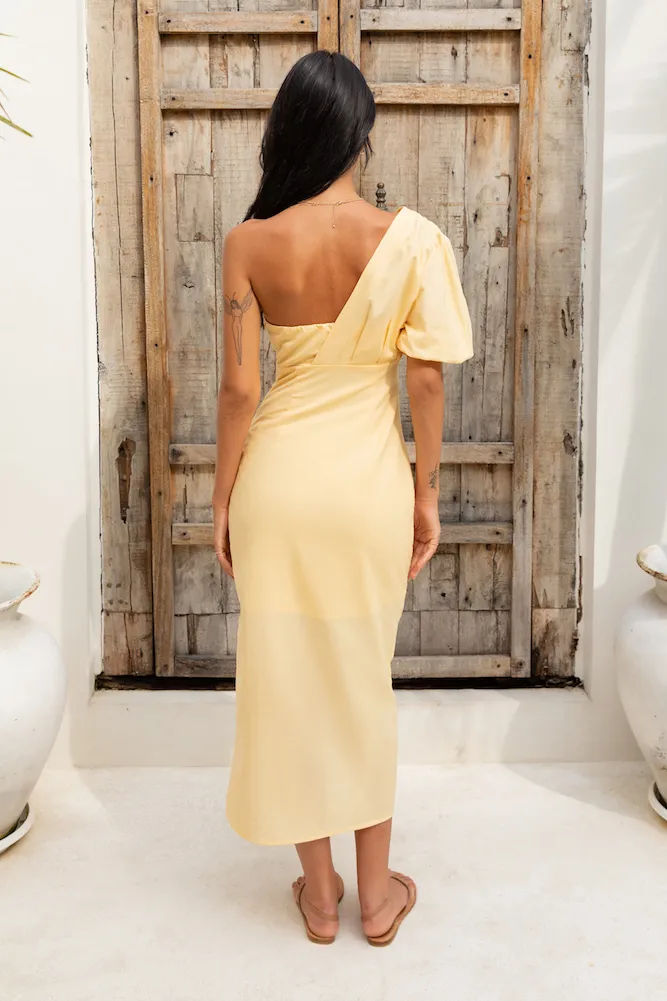 Velvet Skies Midi Dress Yellow