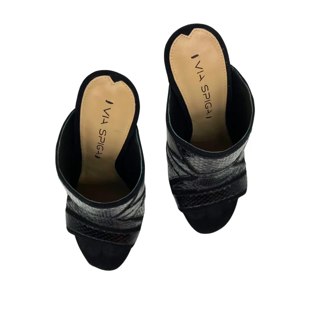 Via Spiga Elegant Black Peep-Toe Mules