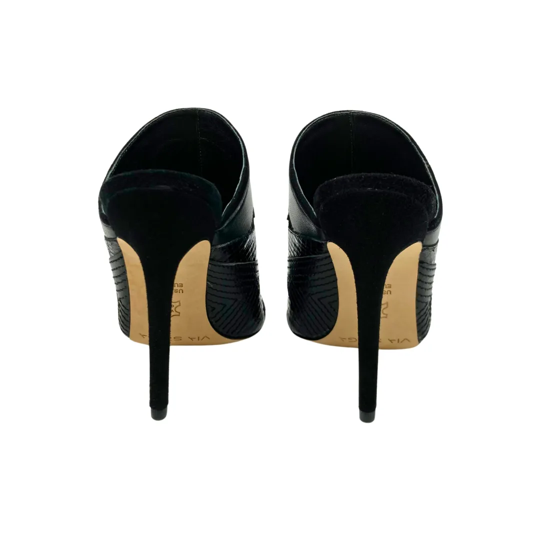 Via Spiga Elegant Black Peep-Toe Mules