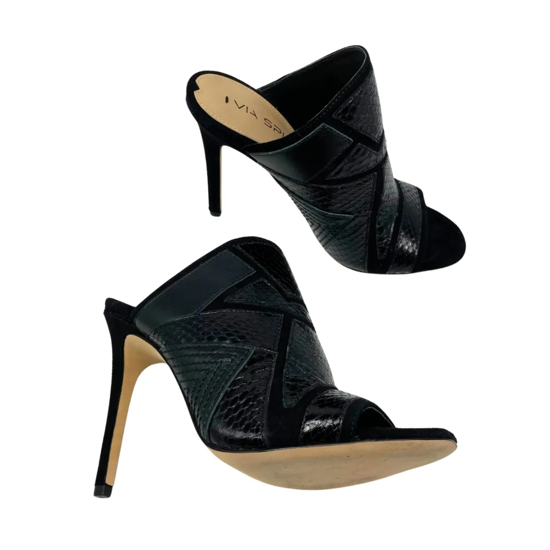 Via Spiga Elegant Black Peep-Toe Mules