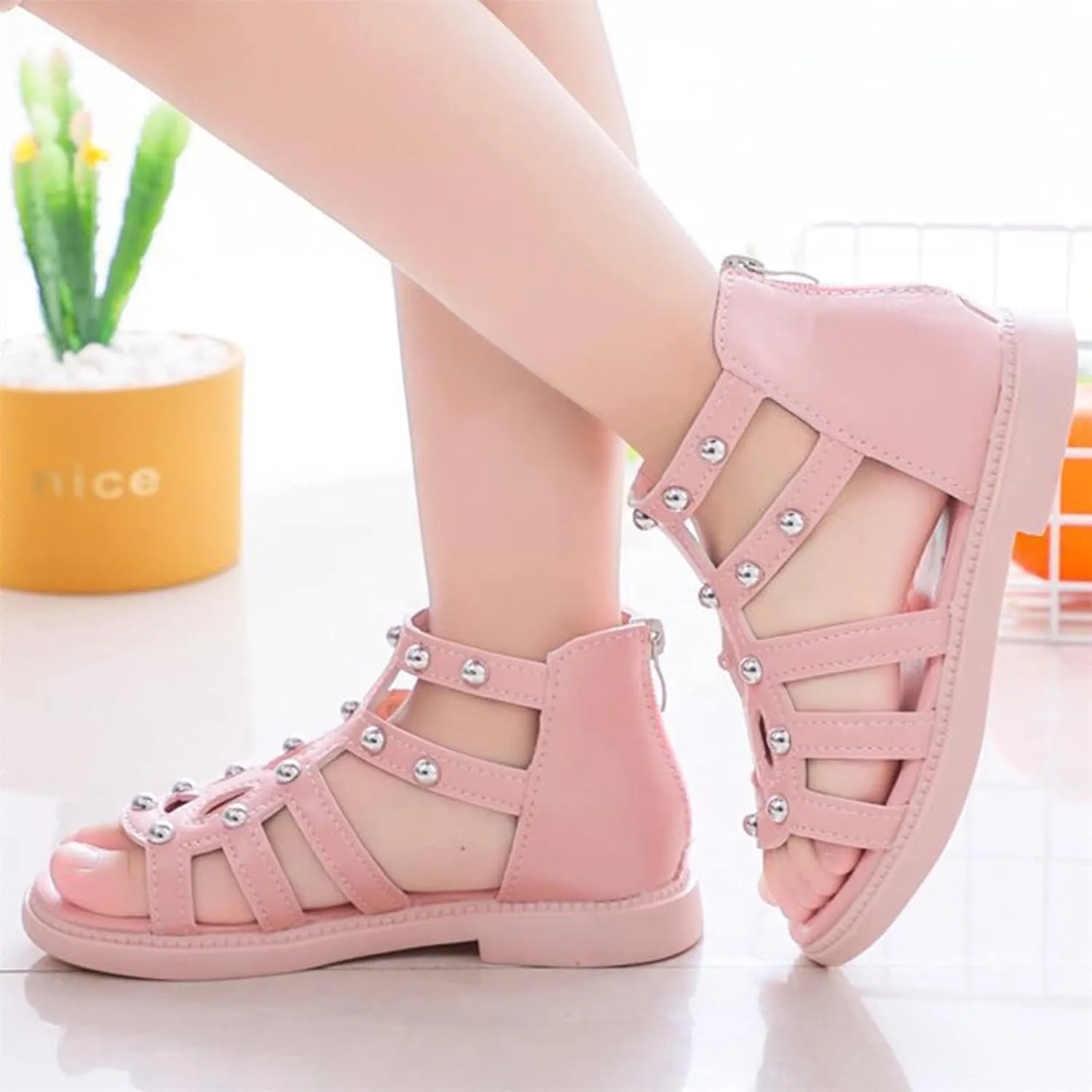 Water Shoes for Kids High Top Sandals Fashion Summer Little Girl Beads High Top Princess Children Toddler Slippers Girl