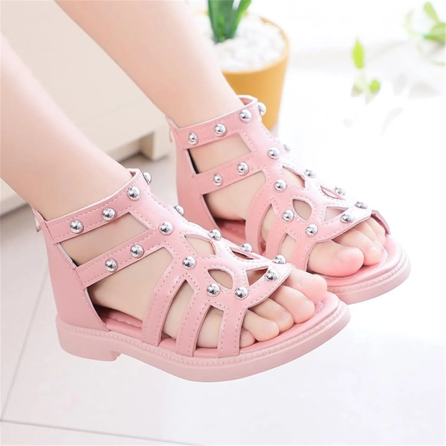 Water Shoes for Kids High Top Sandals Fashion Summer Little Girl Beads High Top Princess Children Toddler Slippers Girl