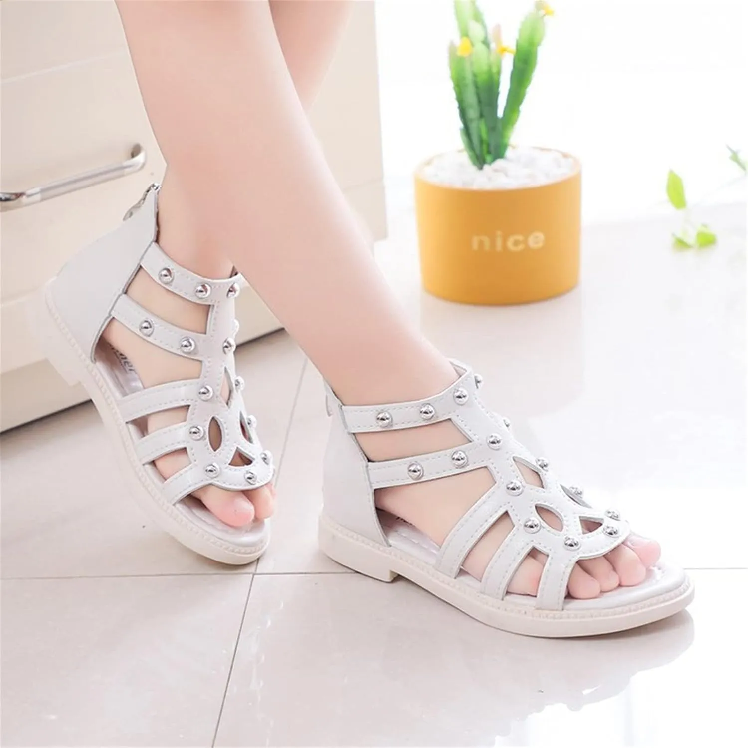 Water Shoes for Kids High Top Sandals Fashion Summer Little Girl Beads High Top Princess Children Toddler Slippers Girl