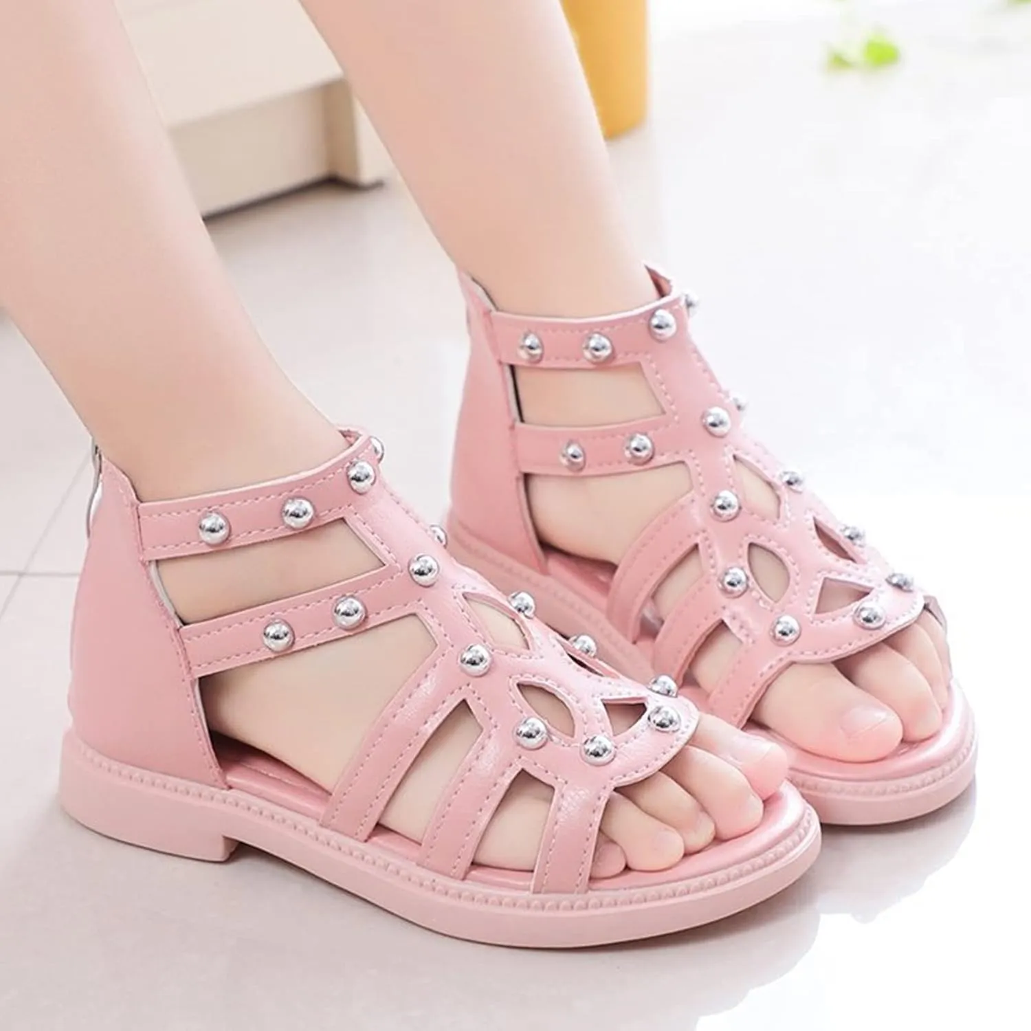 Water Shoes for Kids High Top Sandals Fashion Summer Little Girl Beads High Top Princess Children Toddler Slippers Girl